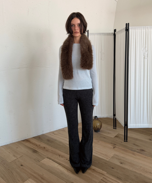 WARM KNIT BOOTCUT PANTS (CHARCOAL)