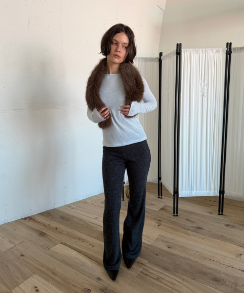 WARM KNIT BOOTCUT PANTS (CHARCOAL)