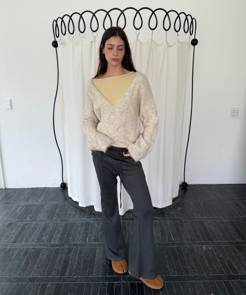 TWIST DEEP V KNIT (OATMEAL)