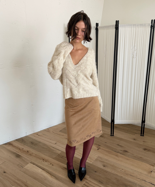 TWIST DEEP V KNIT (OATMEAL)