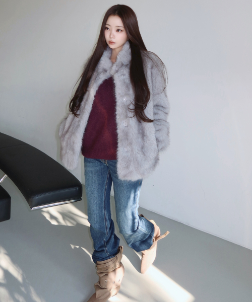 MIST TONE FUR JACKET (GREY)