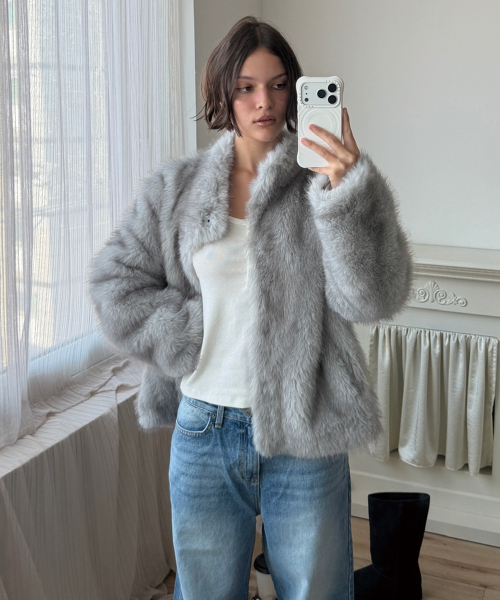 MIST TONE FUR JACKET (GREY)