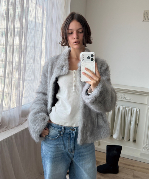 MIST TONE FUR JACKET (GREY)