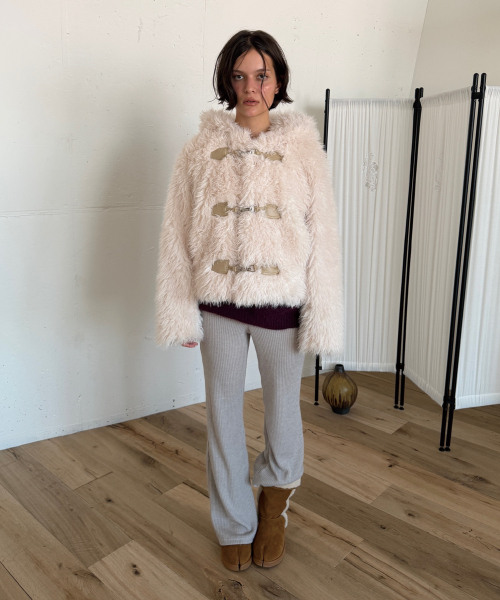 TOGGLE HOODIE FUR JACKET (IVORY)