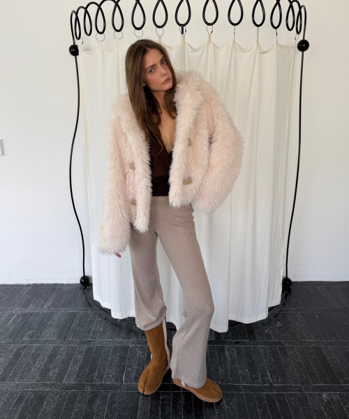 TOGGLE HOODIE FUR JACKET (IVORY)