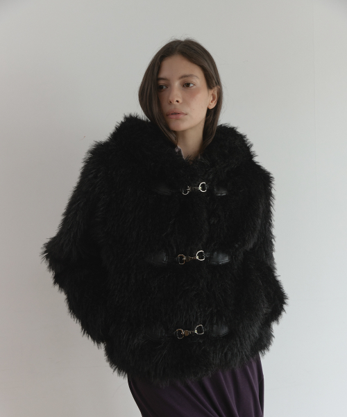 TOGGLE HOODIE FUR JACKET (BLACK)
