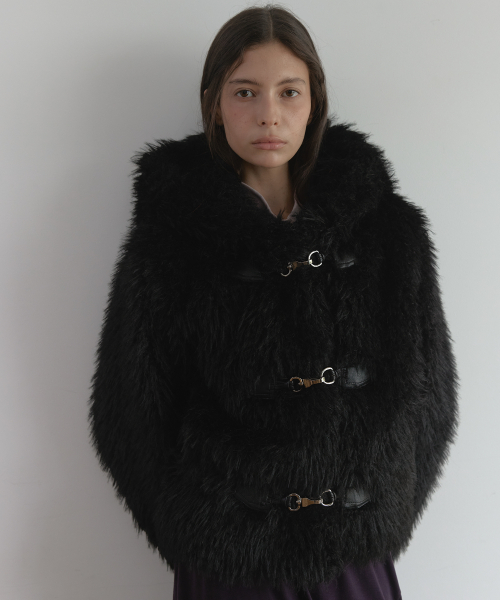 TOGGLE HOODIE FUR JACKET (BLACK)