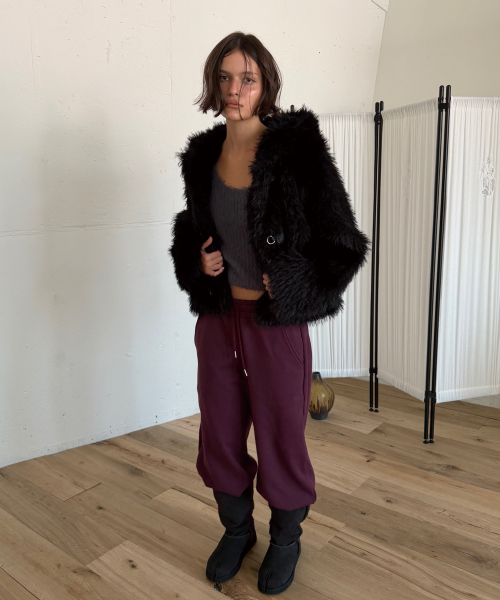 TOGGLE HOODIE FUR JACKET (BLACK)