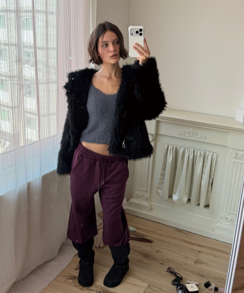 TOGGLE HOODIE FUR JACKET (BLACK)