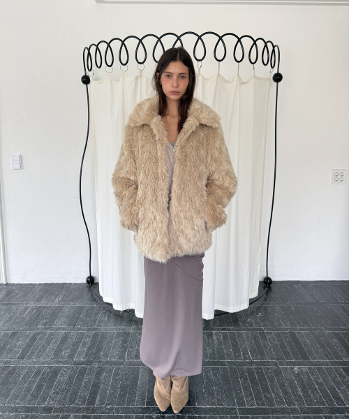 MIDI FUR JACKET (BEIGE)
