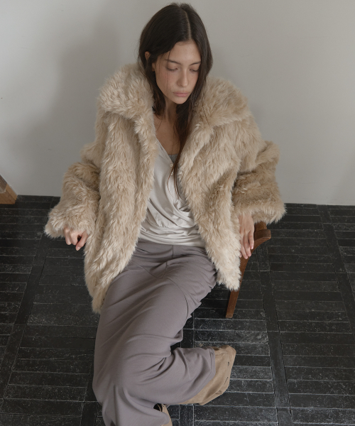 MIDI FUR JACKET (BEIGE)