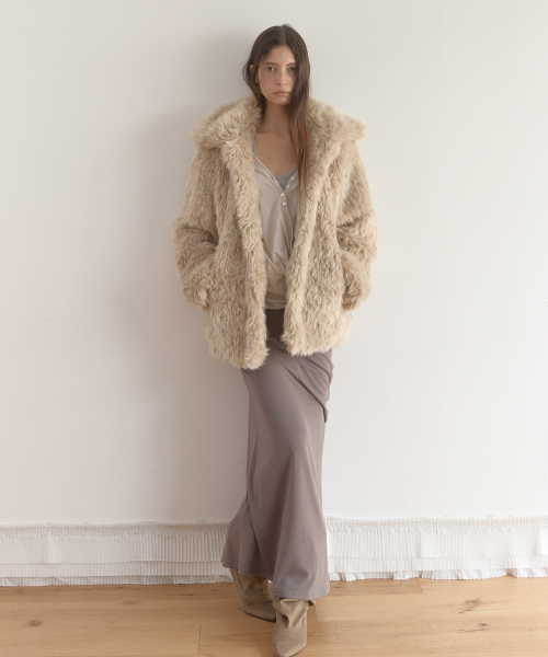 MIDI FUR JACKET (BEIGE)