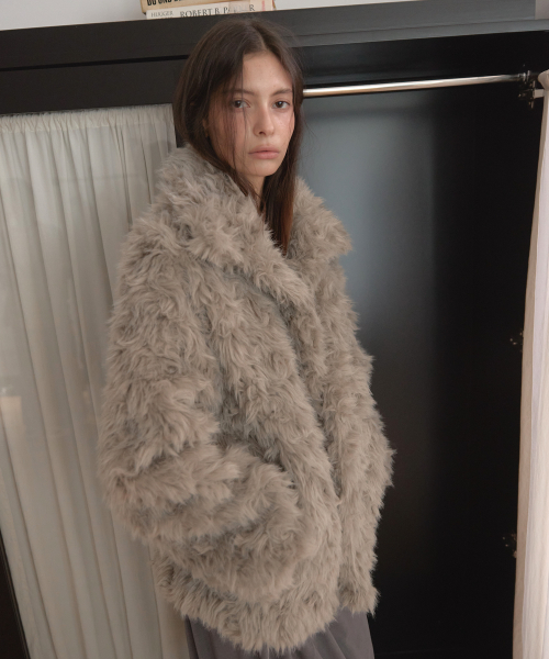 MIDI FUR JACKET (GREY)