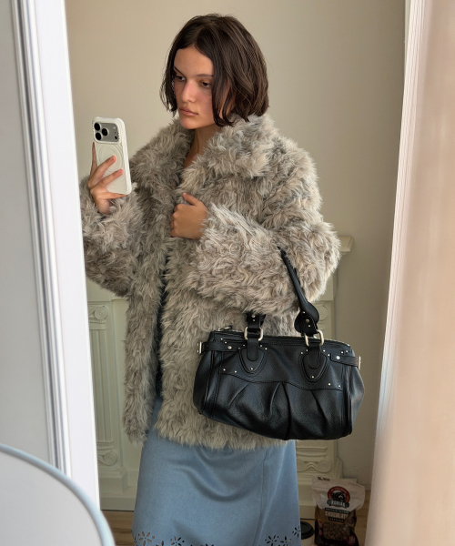 MIDI FUR JACKET (GREY)
