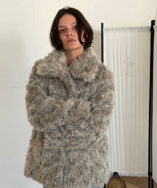 MIDI FUR JACKET (GREY)