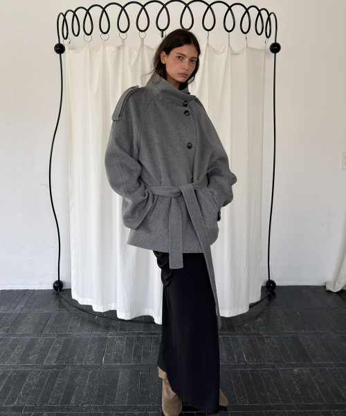 WOOL HANDMADE HALF COAT (MELANGE GREY)