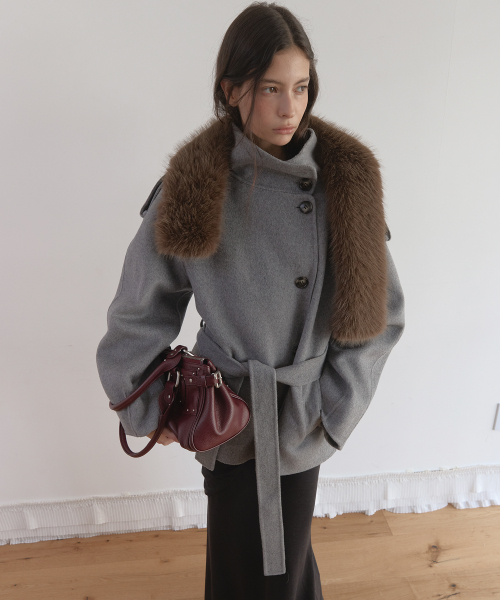 WOOL HANDMADE HALF COAT (MELANGE GREY)