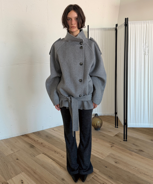 WOOL HANDMADE HALF COAT (MELANGE GREY)
