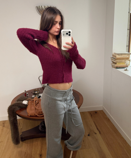 MELLOW FUR CARDIGAN (PLUM)