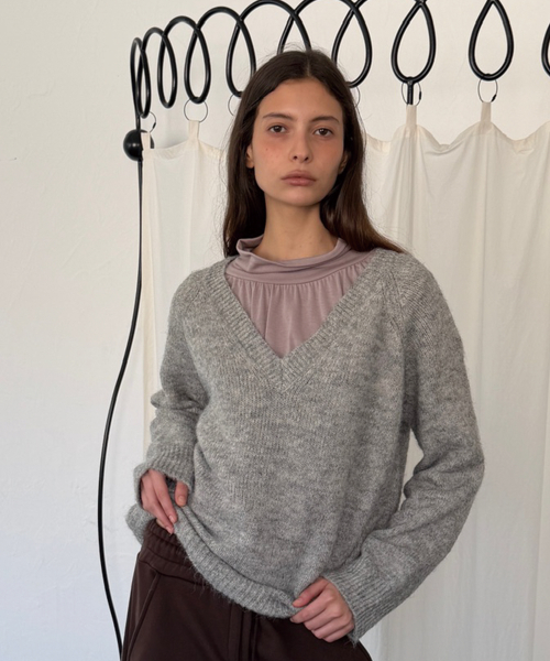 BOCA WOOL V KNIT (MELANGE GREY)