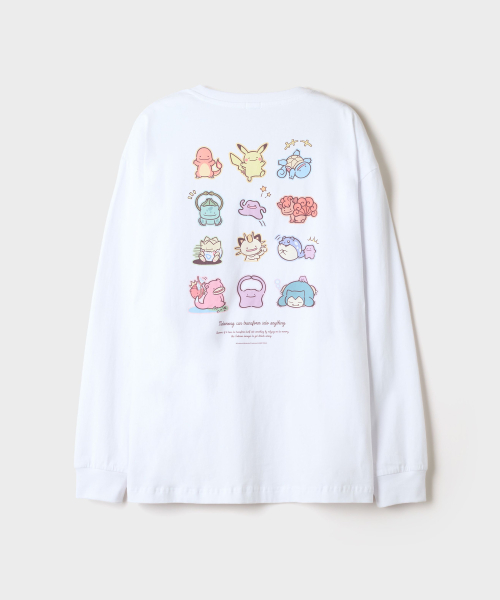 [POKEMON] Even If Clumsy, It Transforms Ditto Long Sleeve Tee (White)_SPLAG4TU03