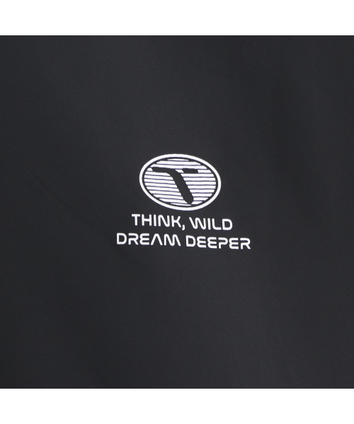 V-neck wind shell pullover in varsity black