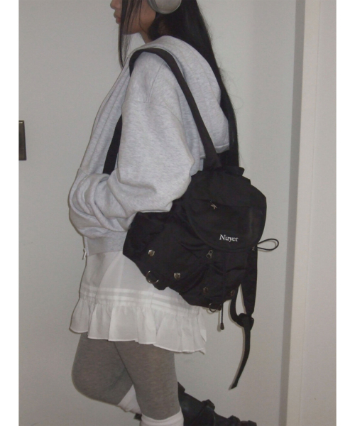 Black round pocket backpack