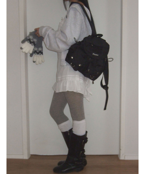 Black round pocket backpack