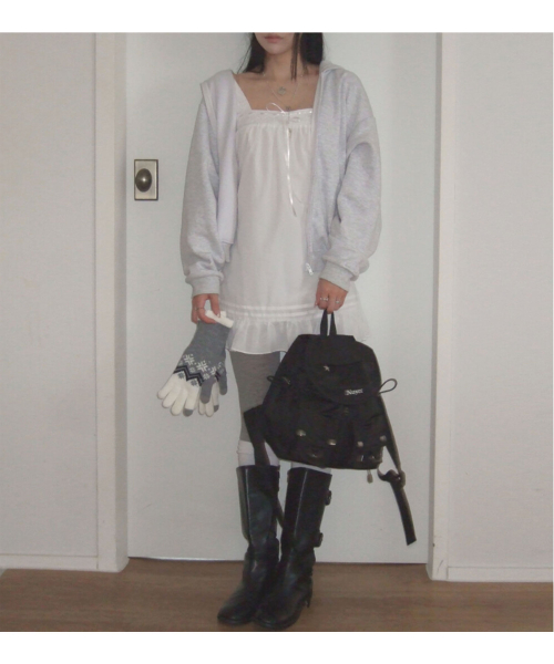 Black round pocket backpack