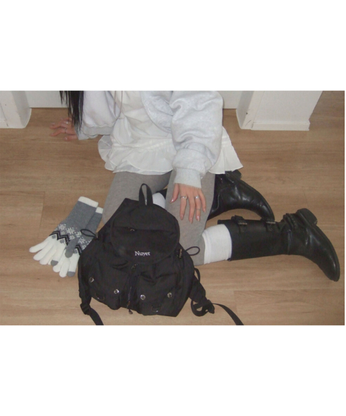 Black round pocket backpack
