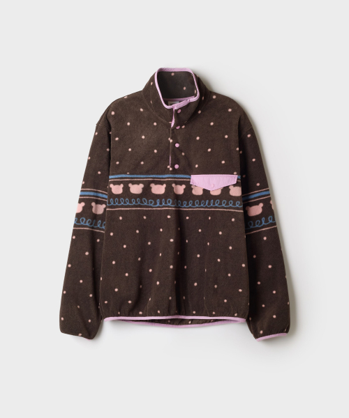 [Rilakkuma] Fleece Half-Zip (Brown)_SPFZG4TU04