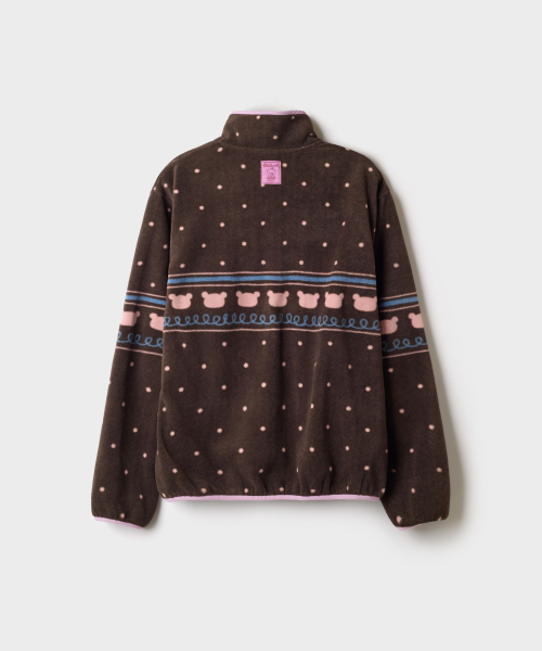 [Rilakkuma] Fleece Half-Zip (Brown)_SPFZG4TU04