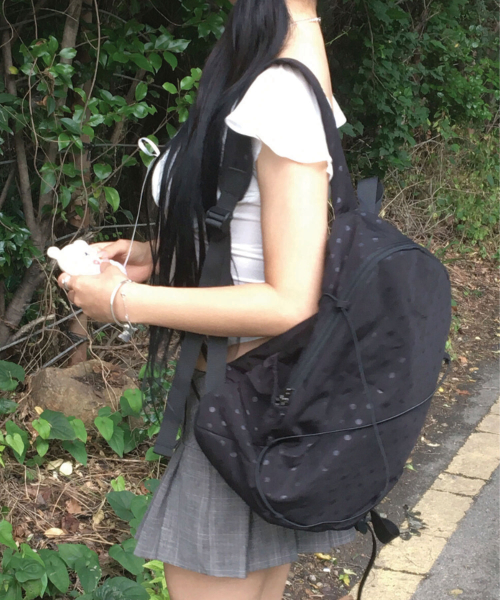 Polka dot round backpack _ Black