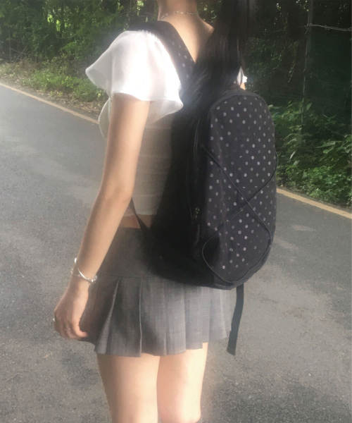 Polka dot round backpack _ Black