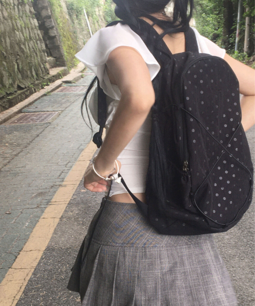 Polka dot round backpack _ Black