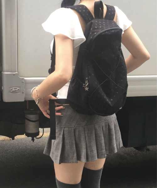 Polka dot round backpack _ Black