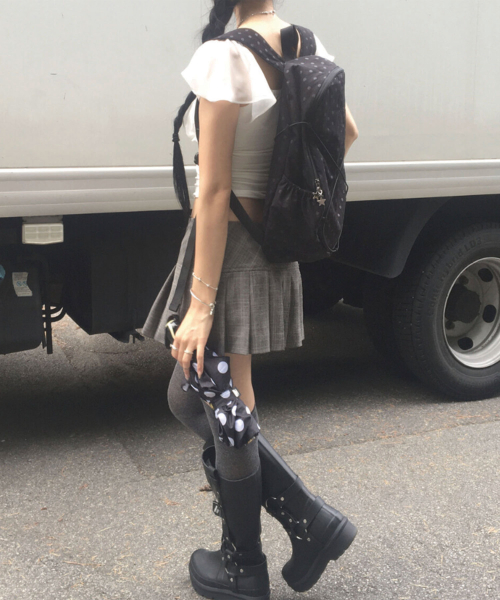 Polka dot round backpack _ Black