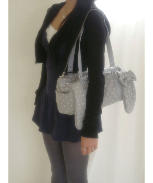 Bunny Ribbon Boston Bag _ Grey