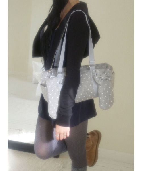 Bunny Ribbon Boston Bag _ Grey
