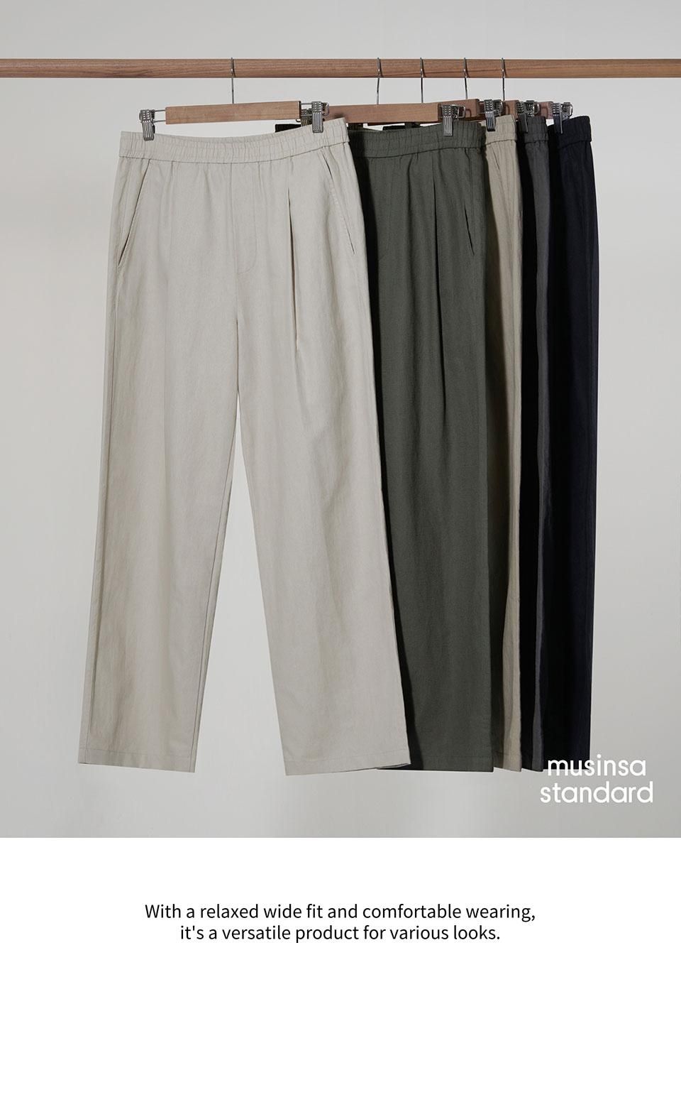 MUSINSA | MUSINSA STANDARD Cotton Linen One-Tuck Wide Pants [Beige]