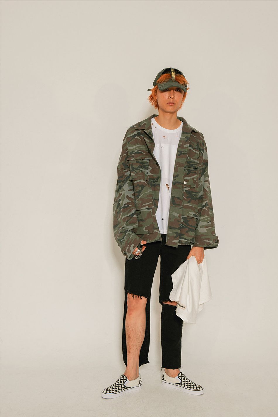 MUSINSA公式 | ASPARAGUS カモアシンメトリーバックプリントシャツ