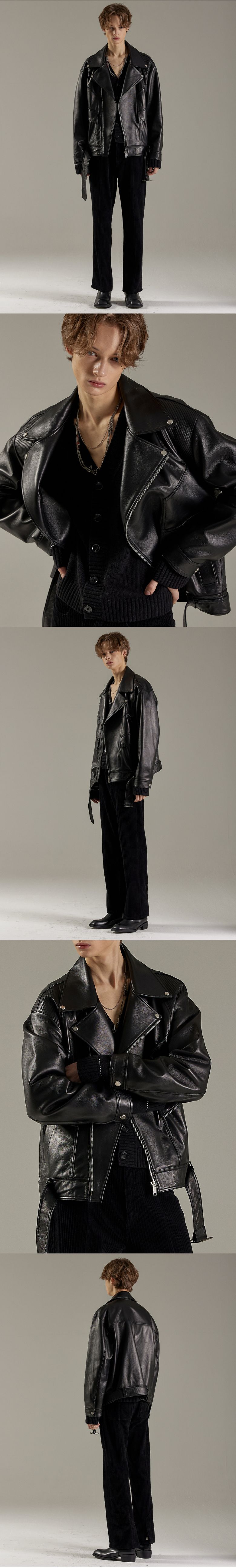 MUSINSA公式 | MAISON MINED BLACK LEATHER LAMB RIDER JACKET