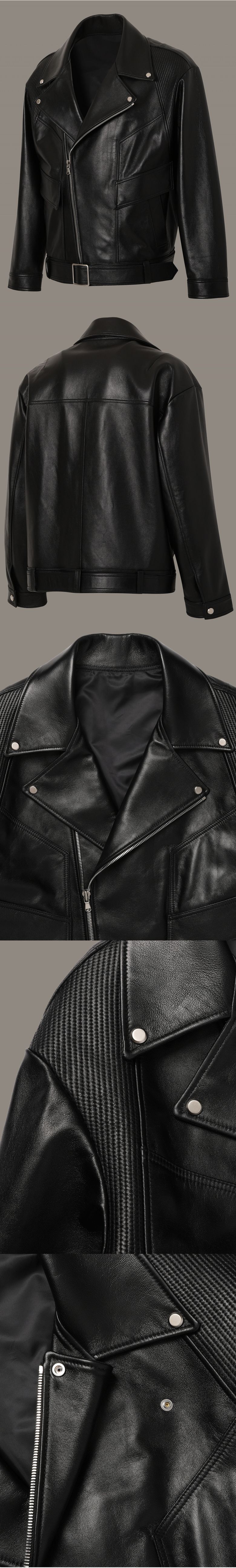 MUSINSA公式 | MAISON MINED BLACK LEATHER LAMB RIDER JACKET