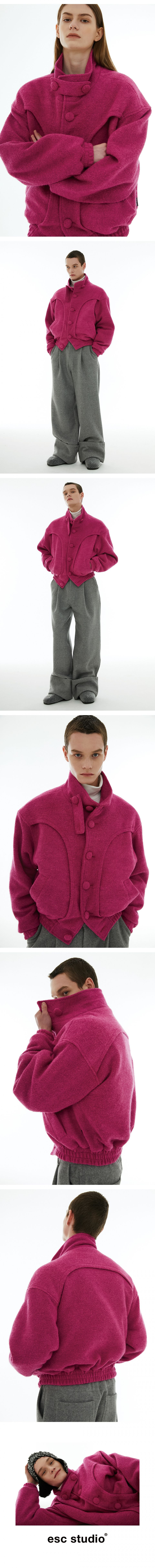 MUSINSA | ESC STUDIO wool high neck jacket (pink) with quilted lining