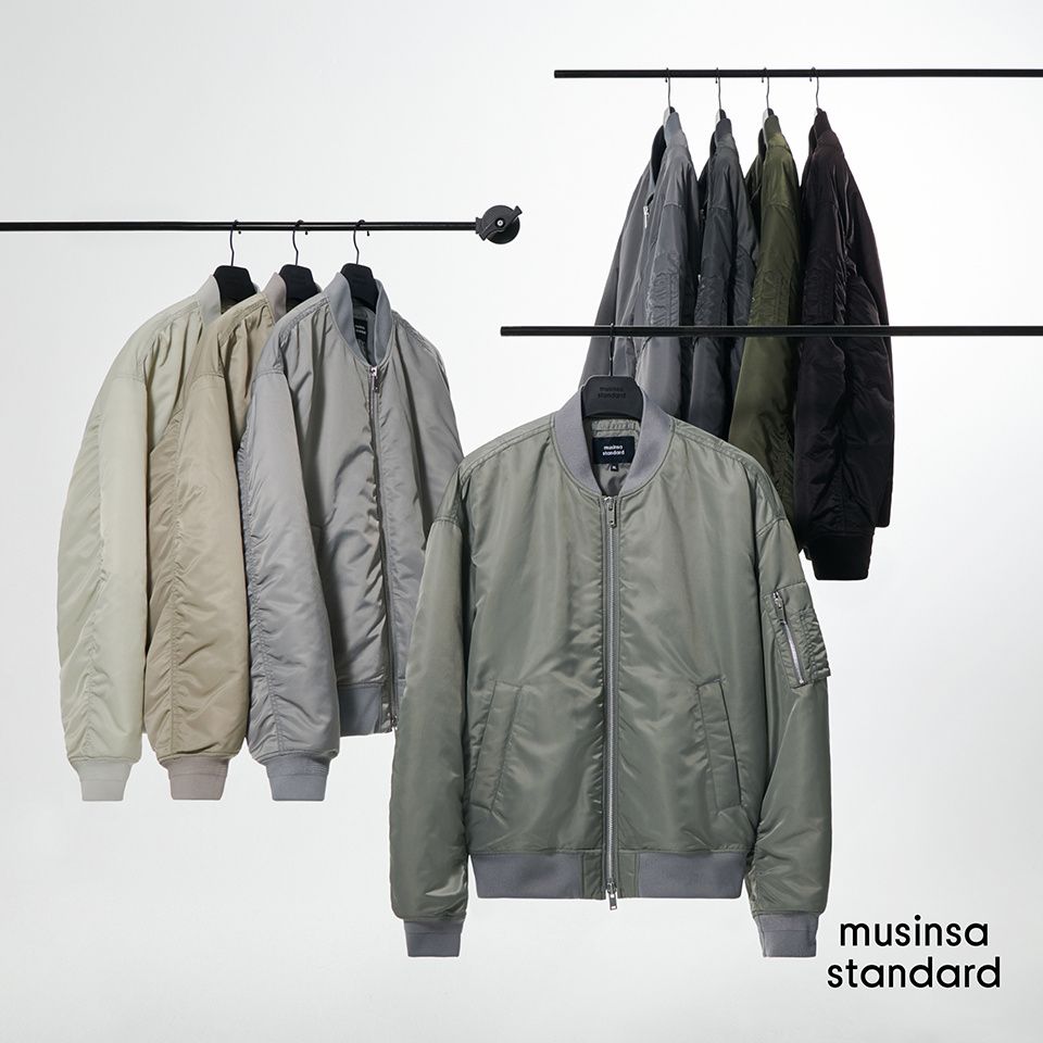 MUSINSA | MUSINSA STANDARD OVERSIZED MA-1 BOMBER JACKET [MEDIUM GRAY]