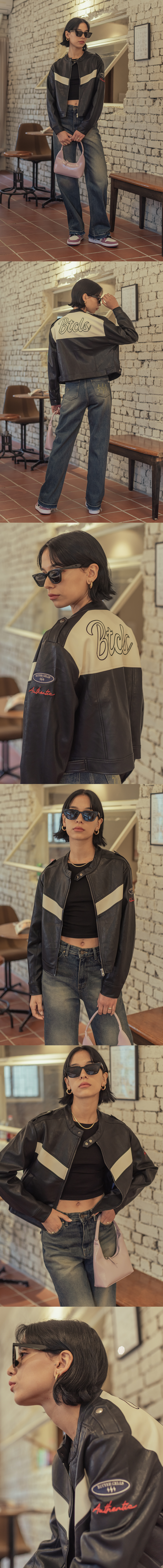 MUSINSA | BITTERCELLS Eco Leather Racing Jacket - Black