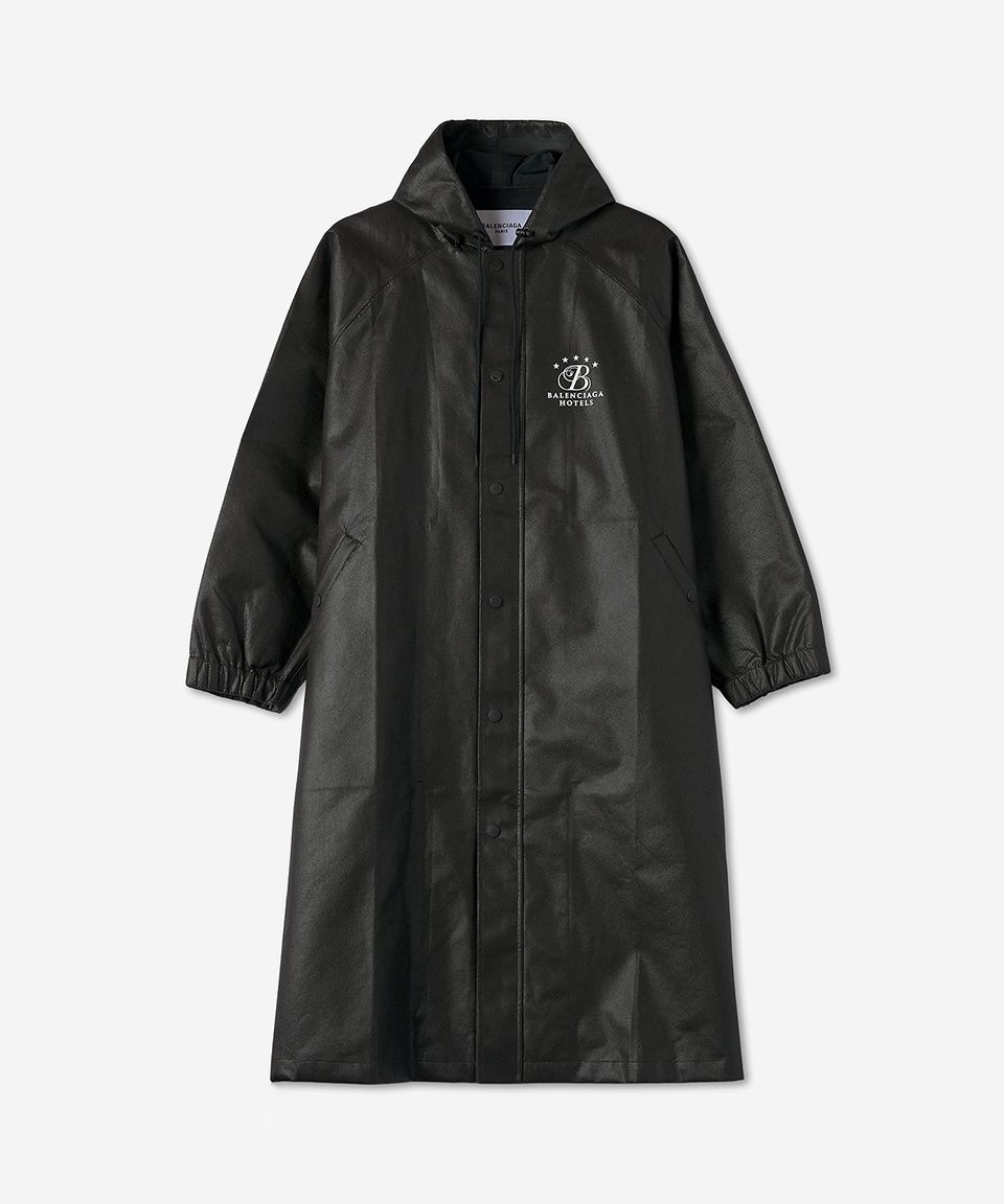 MUSINSA | BALENCIAGA Logo Long Rain Coat - Black / 694643TMO711000