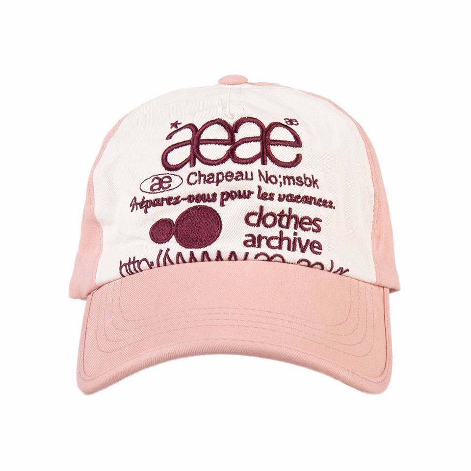 MUSINSA公式 | AEAE WEB LOGO 5PANNEL CAP [PINK/BUGUNDY]