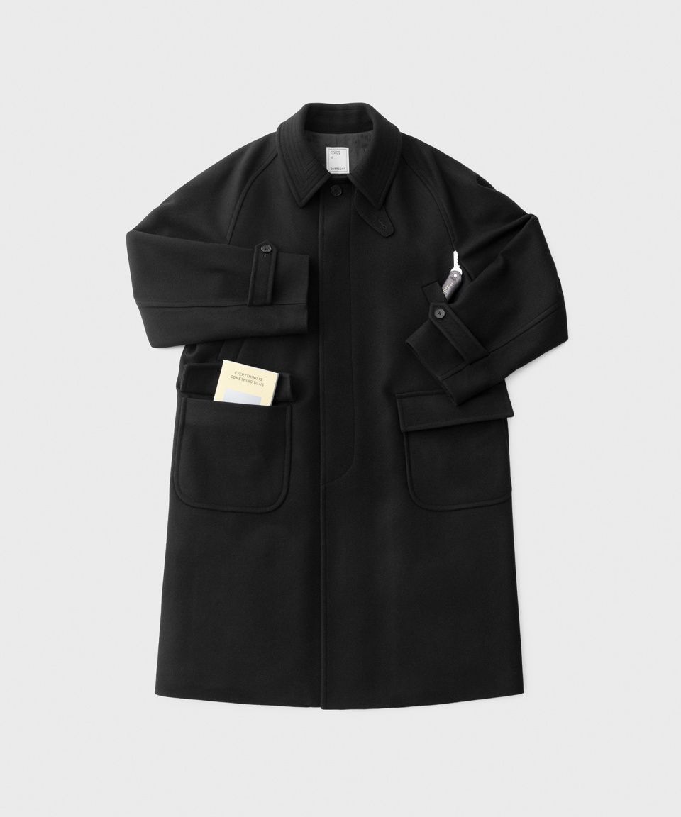 MUSINSA公式 | ANOTHER OFFICE Voyager Balmacaan Coat (Black)