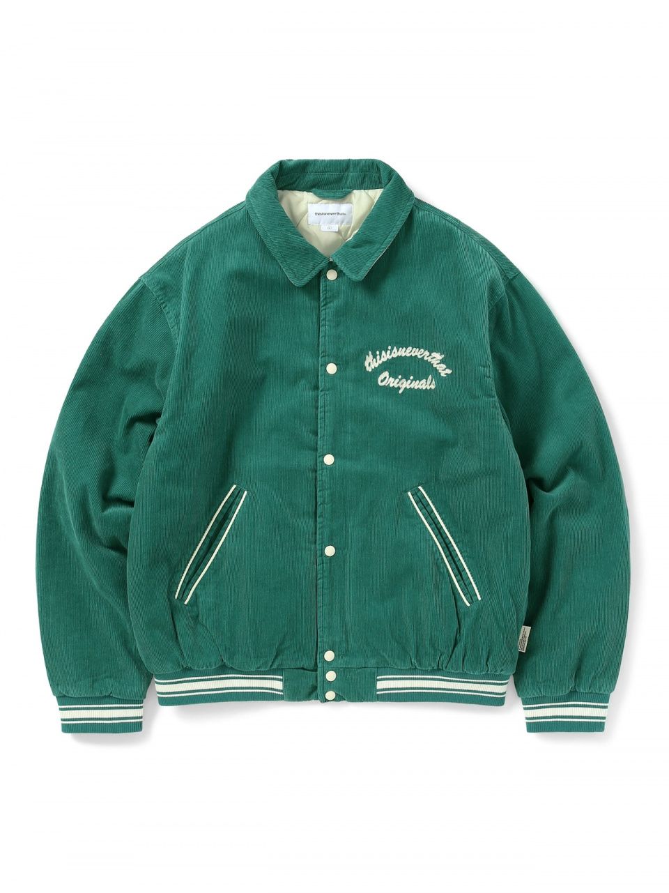 MUSINSA公式 | thisisneverthat Originals Corduroy Varsity Jacket Green
